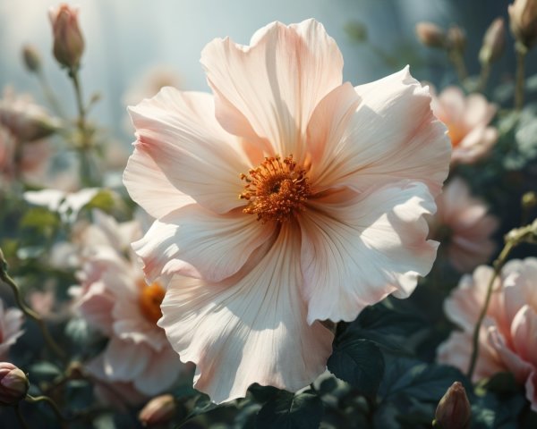 Close-Up of Delicate Peach and Cream Flower