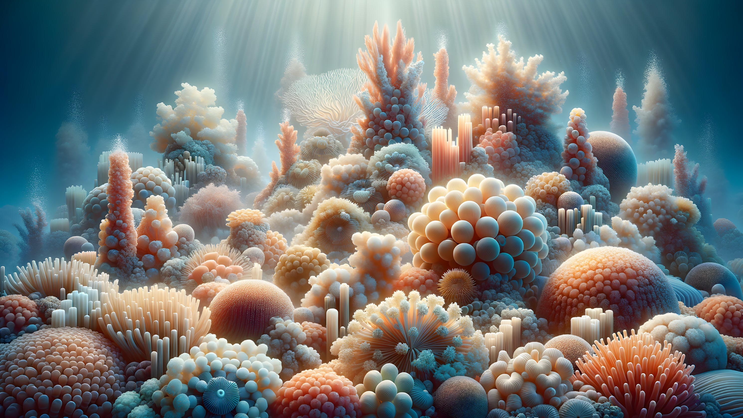 Vibrant Underwater Scene with Coral and Light Effects