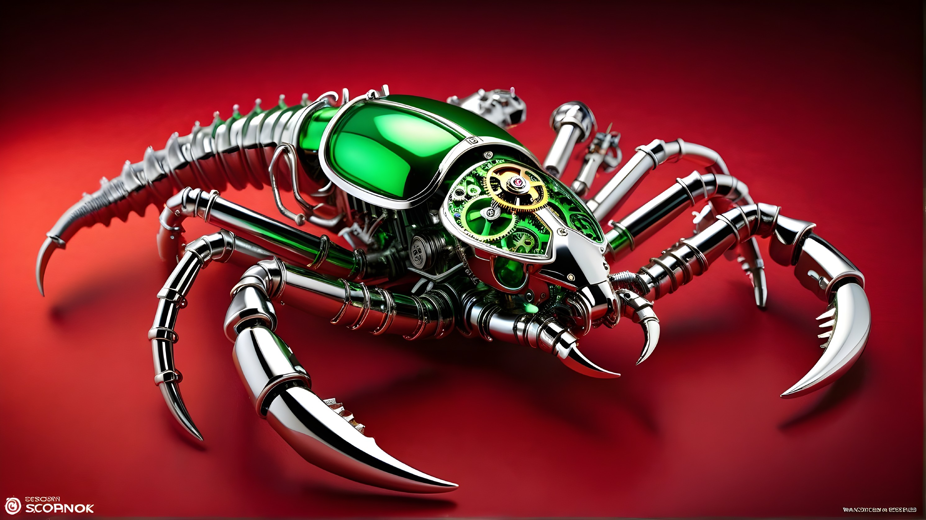 Futuristic Robotic Crab with Metallic Body and Claws