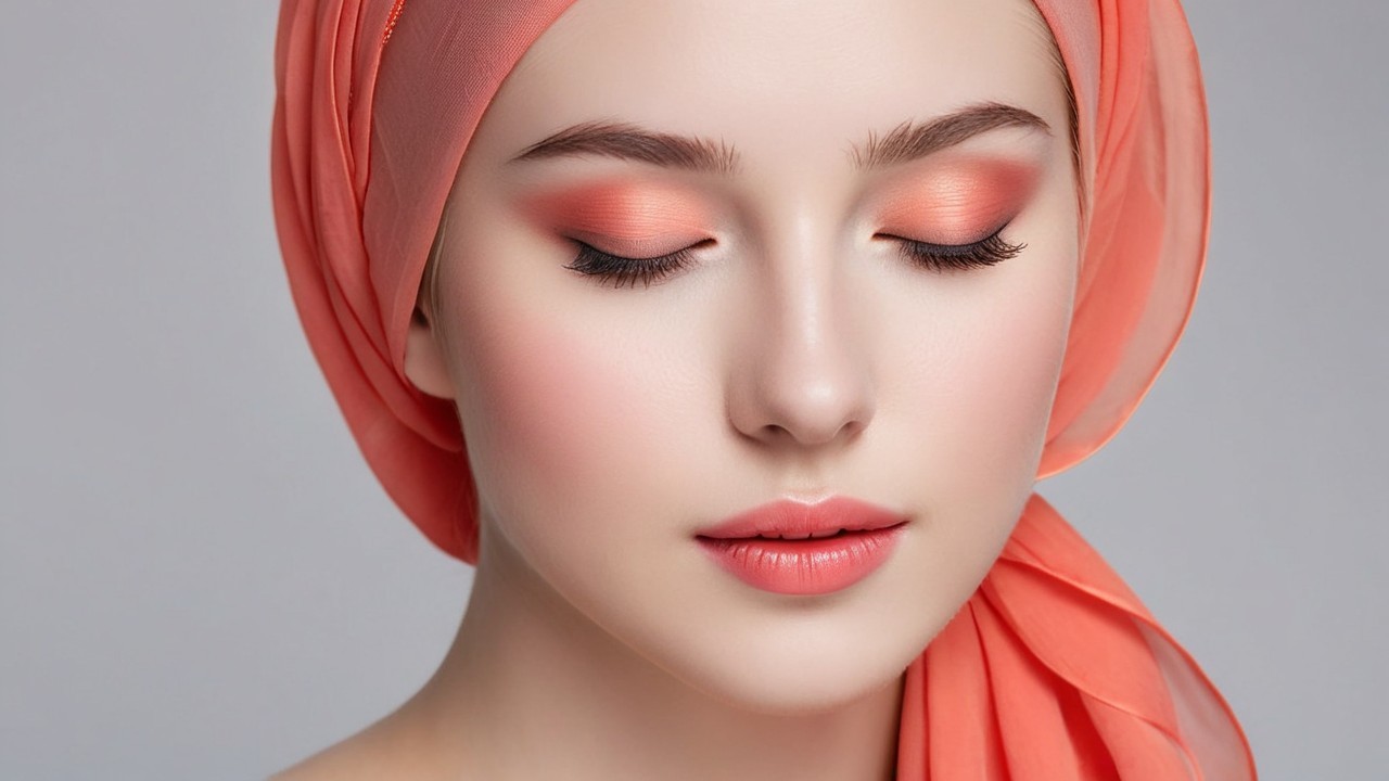 Portrait of a woman with serene expression and headscarf