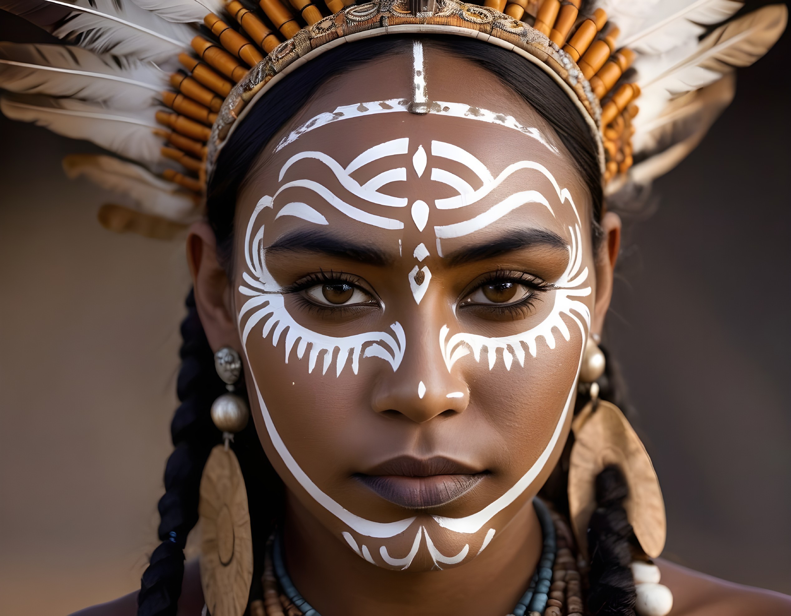 Close-up Portrait of a Young Woman with Face Paint
