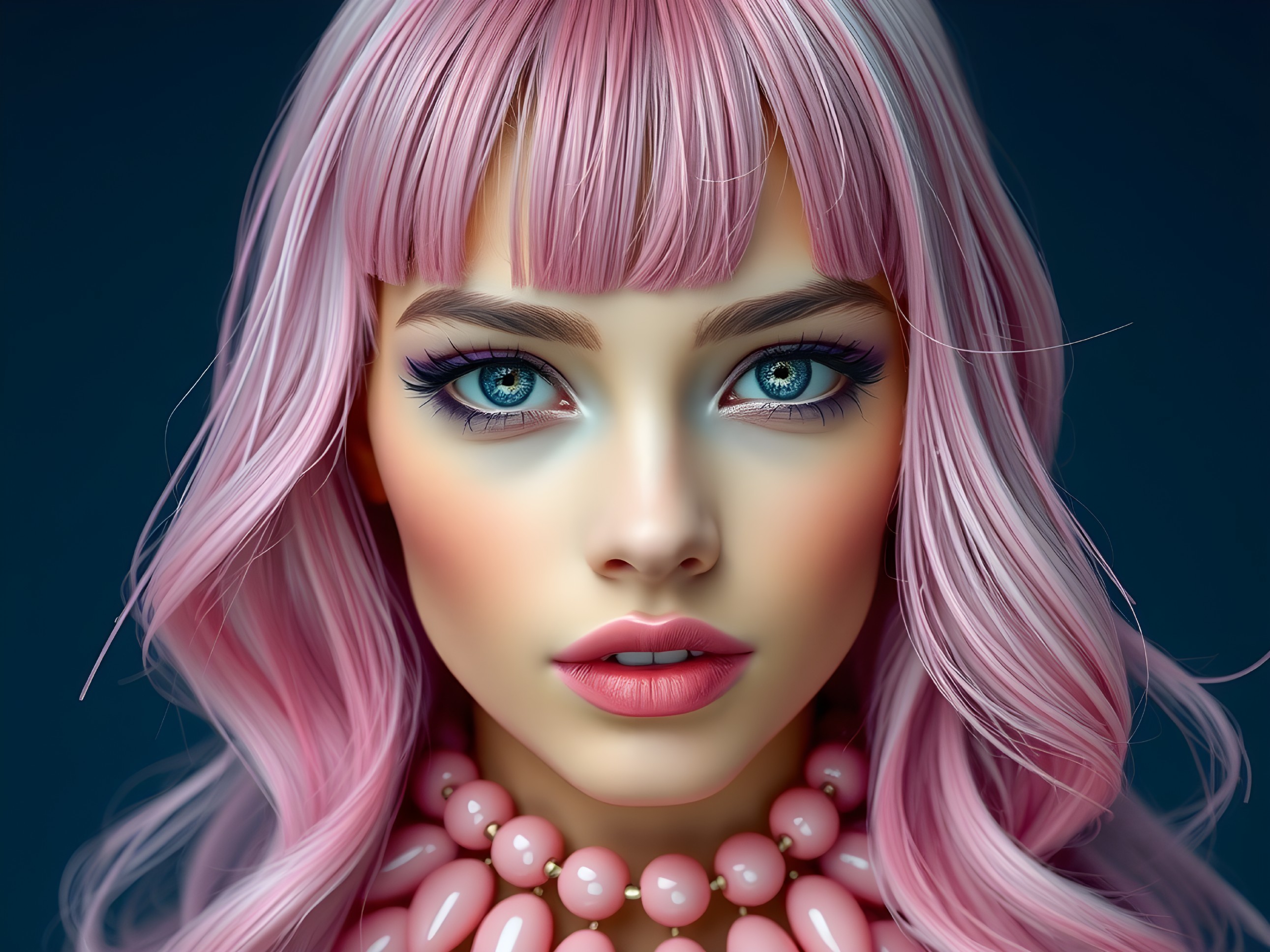 Close-Up Portrait of a Young Woman with Pink Hair
