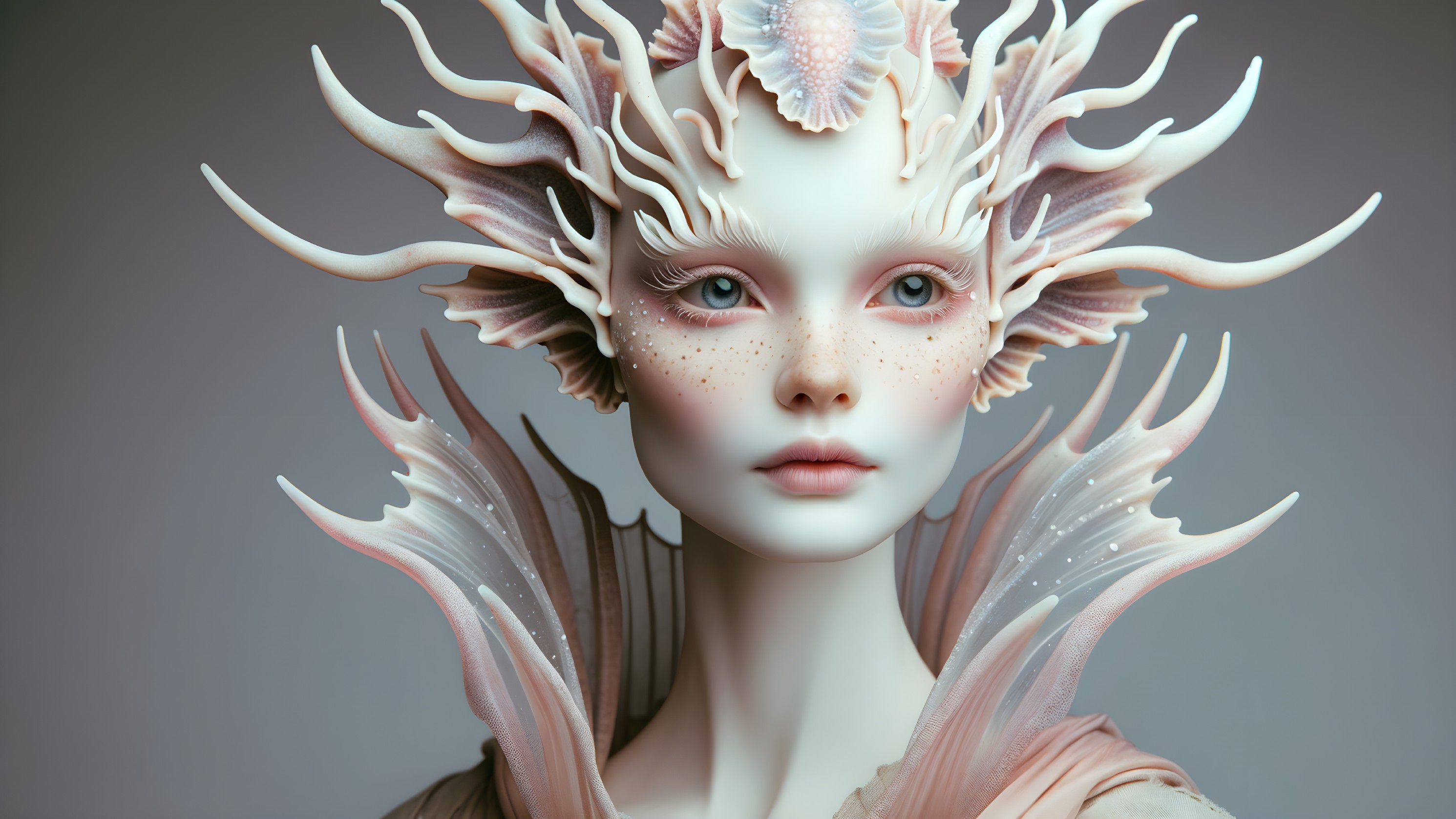 Humanoid Figure with Marine Life-Inspired Features