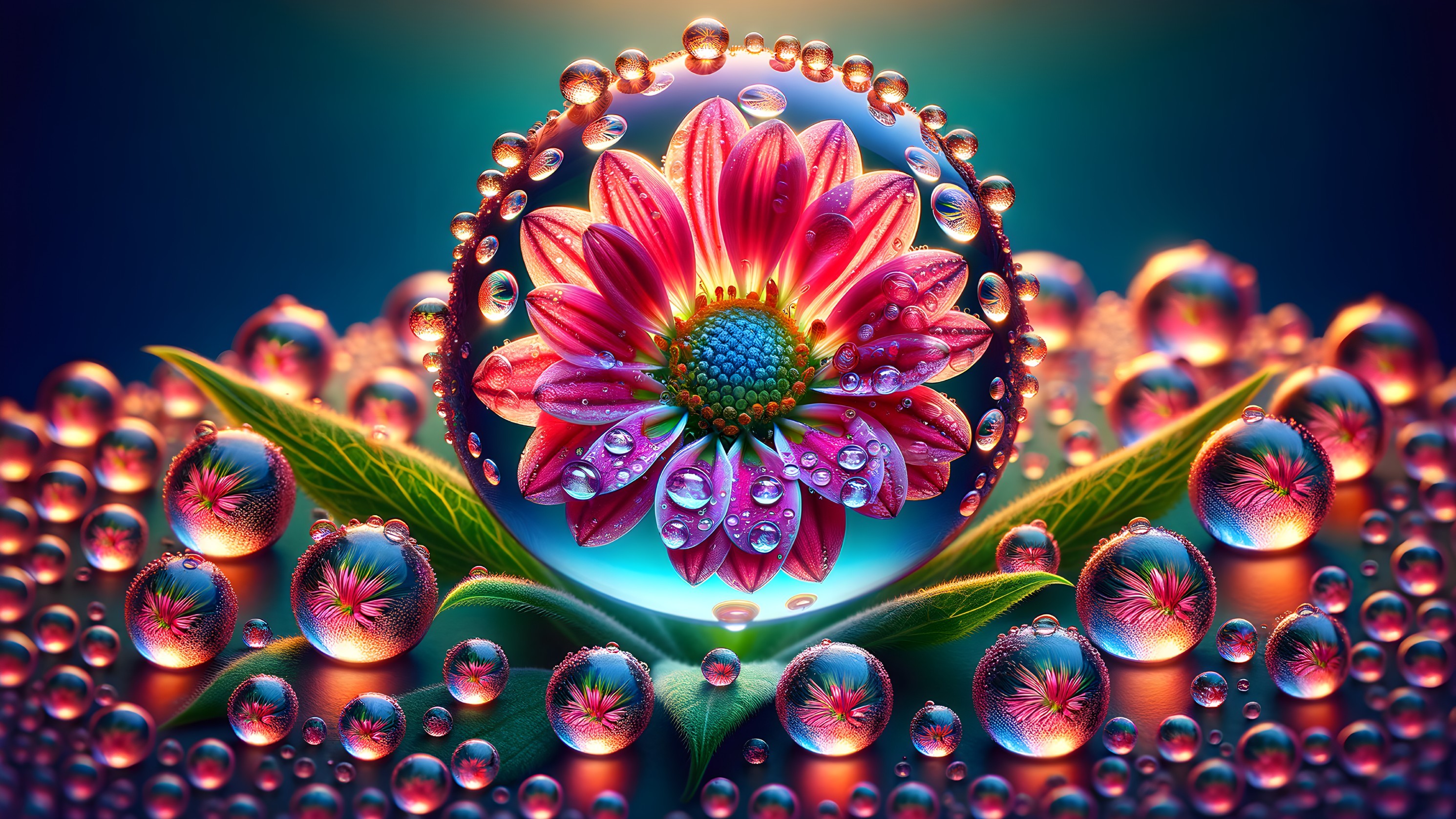 Vibrant Pink Flower with Water Droplets and Soft Background