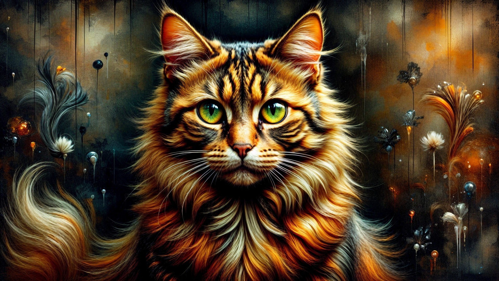 Vibrant Portrait of a Majestic Orange and Brown Cat