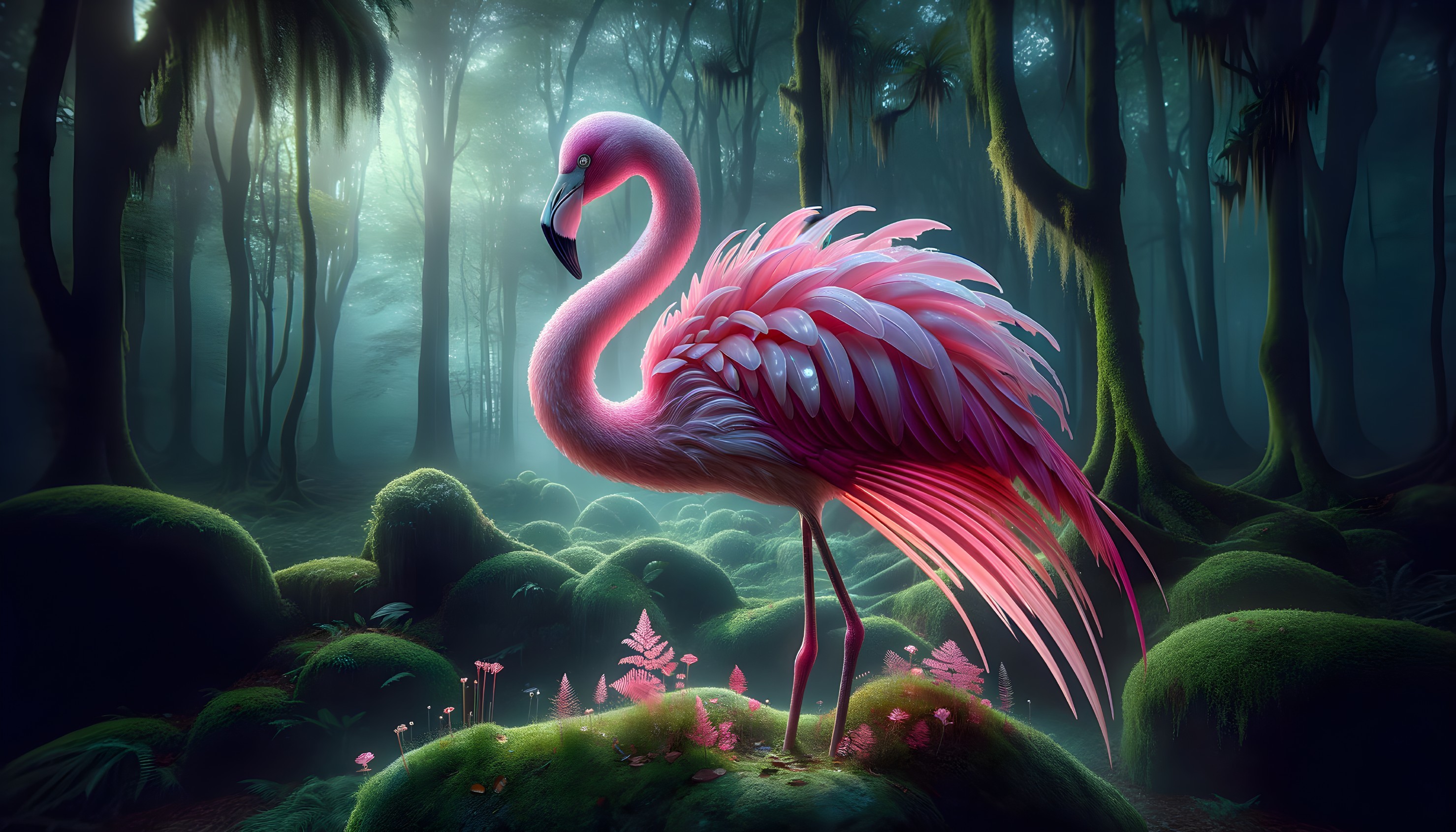 Flamingo in Forest