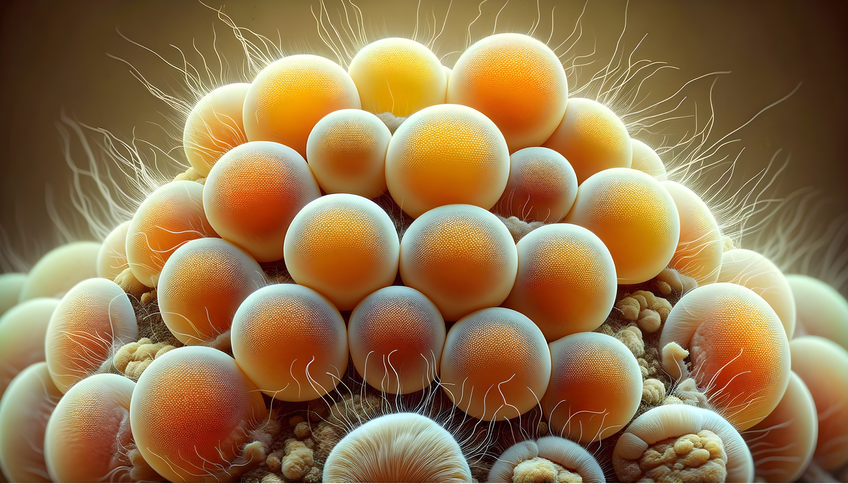 Close-Up of Glossy Clustered Spherical Objects