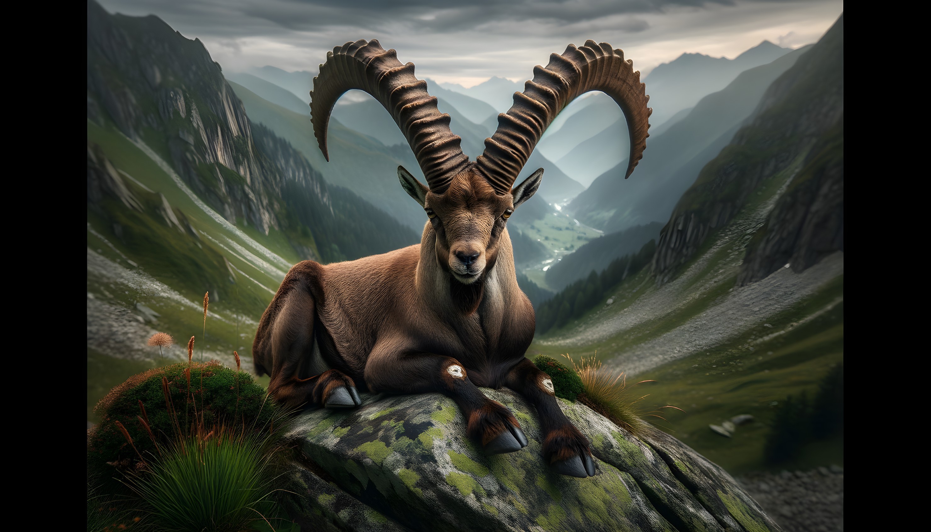 Majestic Goat on Rocky Outcrop with Scenic Backdrop