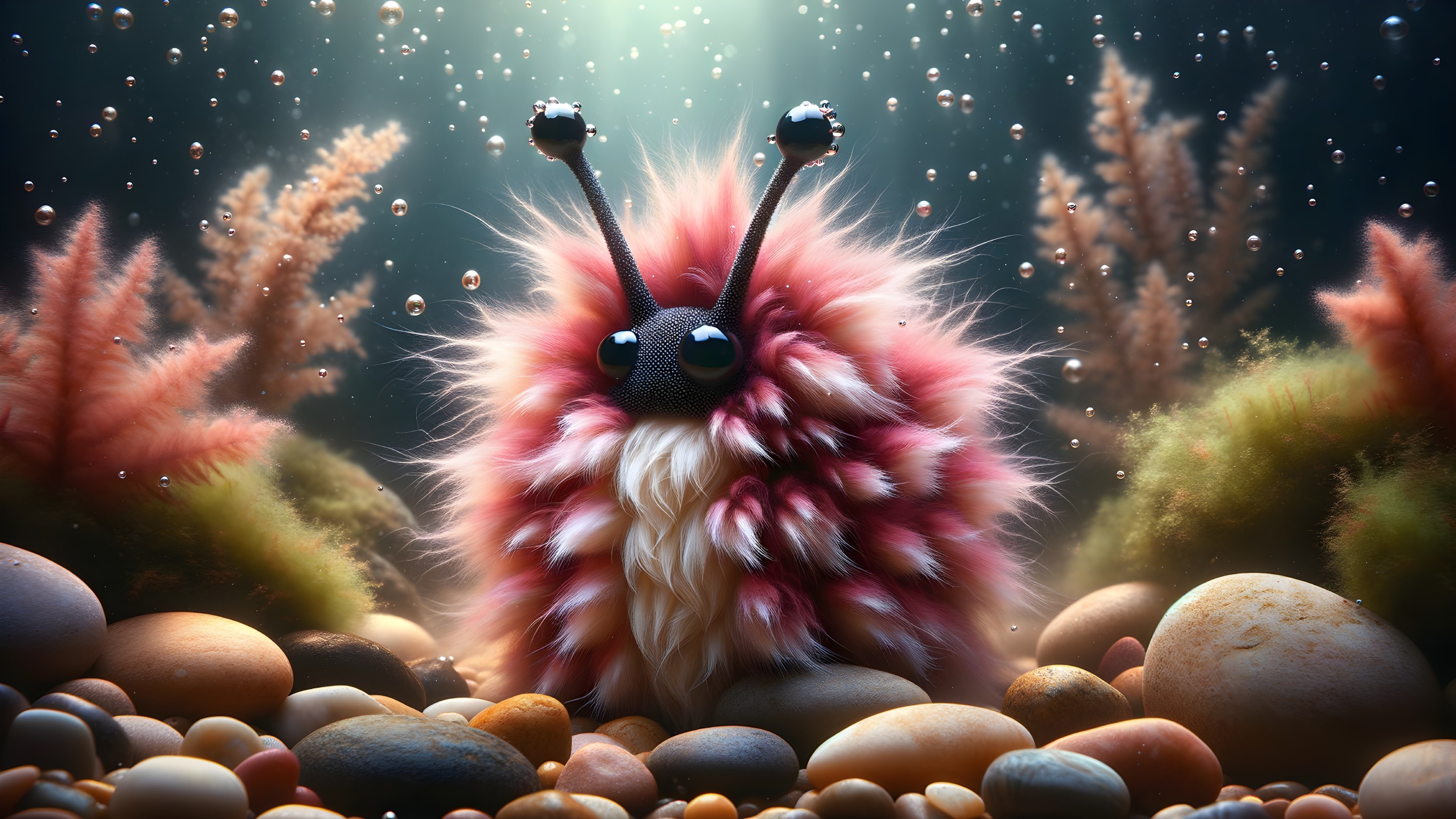 Whimsical Underwater Creature with Vibrant Fur