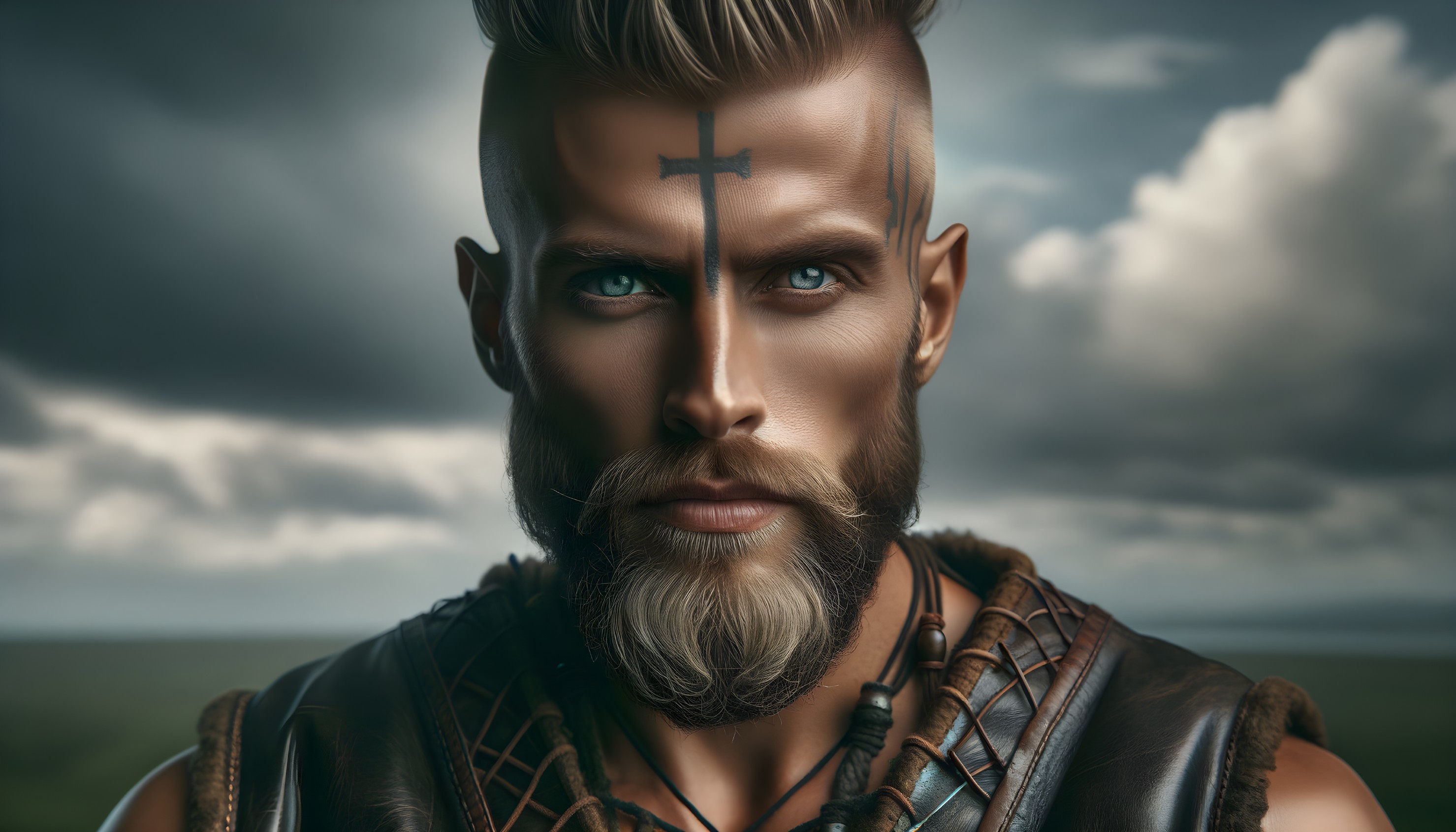 Portrait of a Rugged Man with Bold Undercut Hairstyle