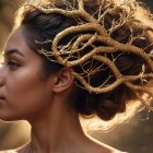Elegant Woman with Intricate Golden Hair Accessories