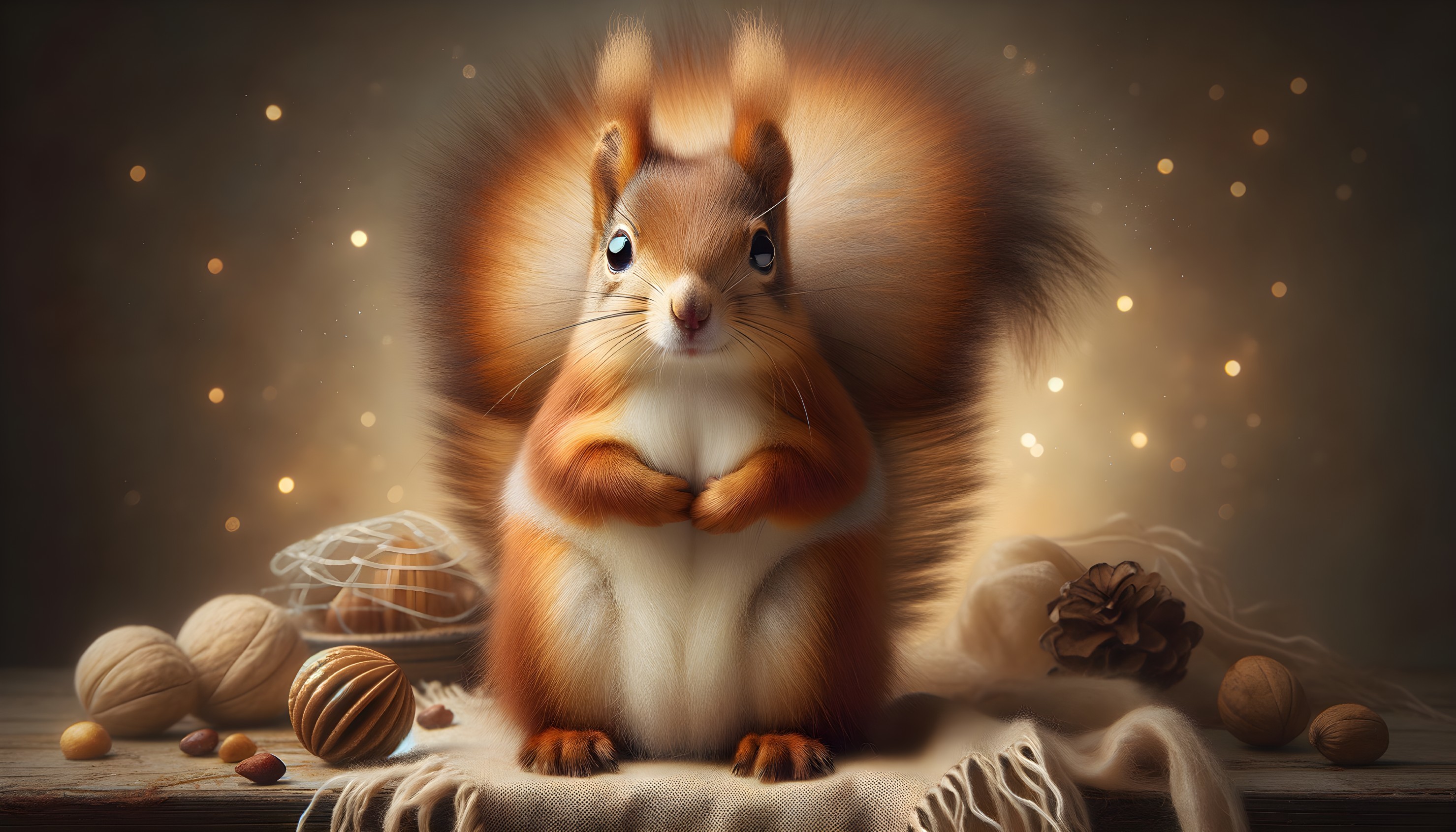 Charming Red Squirrel Surrounded by Nature's Decor