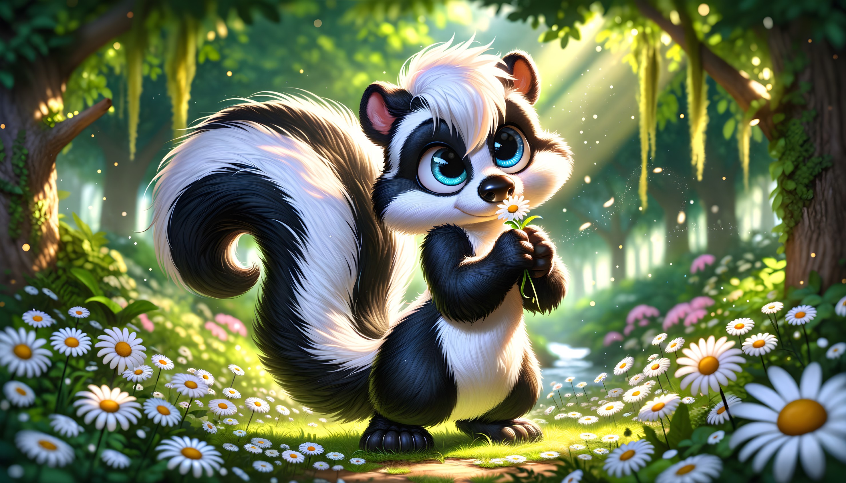 Skunk in Daisy Forest