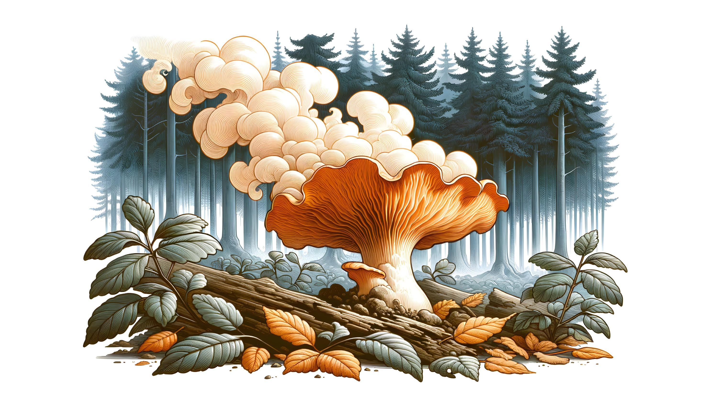 Vibrant Mushroom in Serene Forest Setting