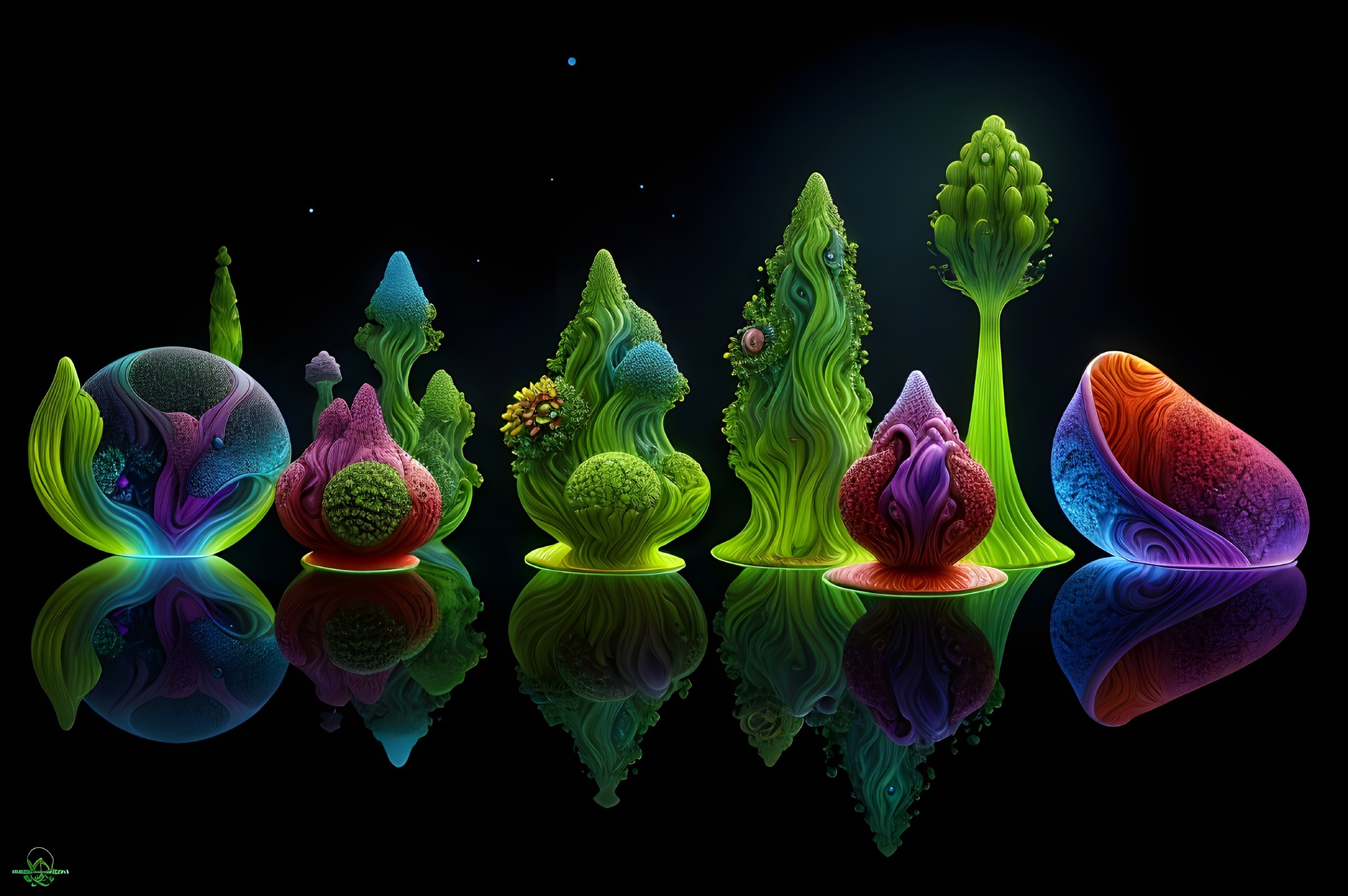 Vivid Abstract Landscape with Colorful Organic Forms