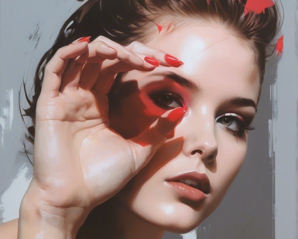 Elegant Portrait of a Woman with Dark Hair and Makeup