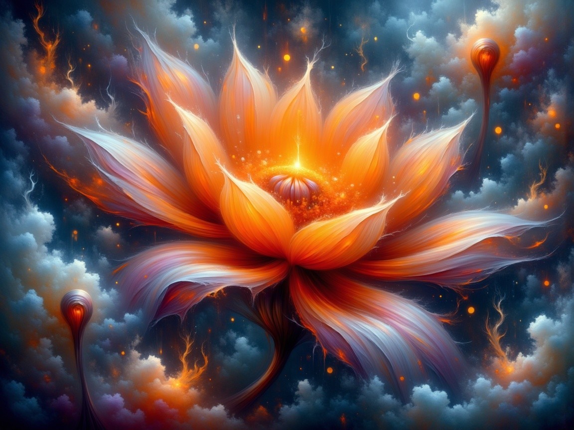 Surreal Lotus Flower with Dreamy Ethereal Background