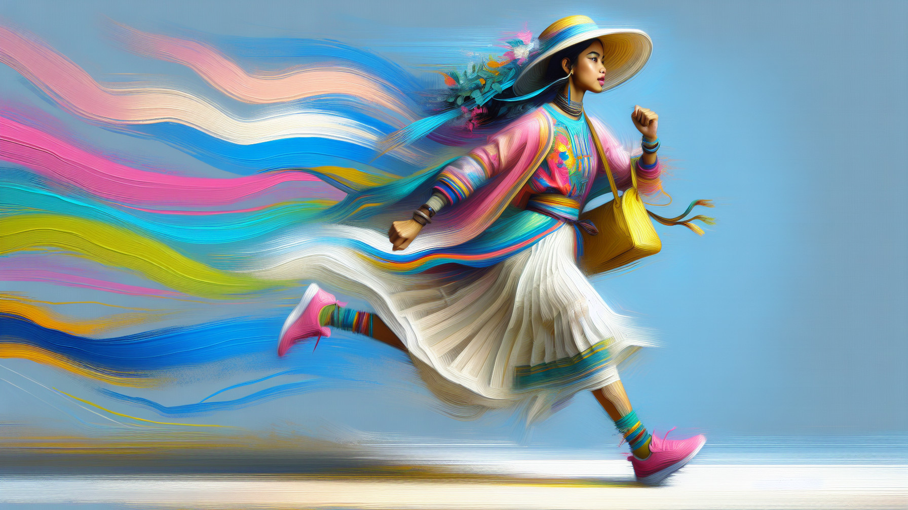 Illustration of a girl in vibrant traditional clothing