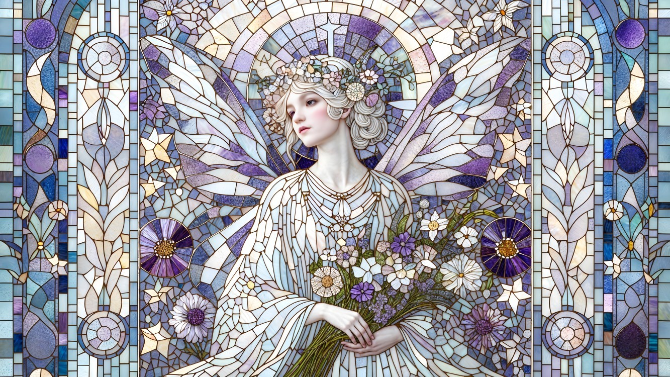 Intricately Designed Stained Glass Fairy Artwork