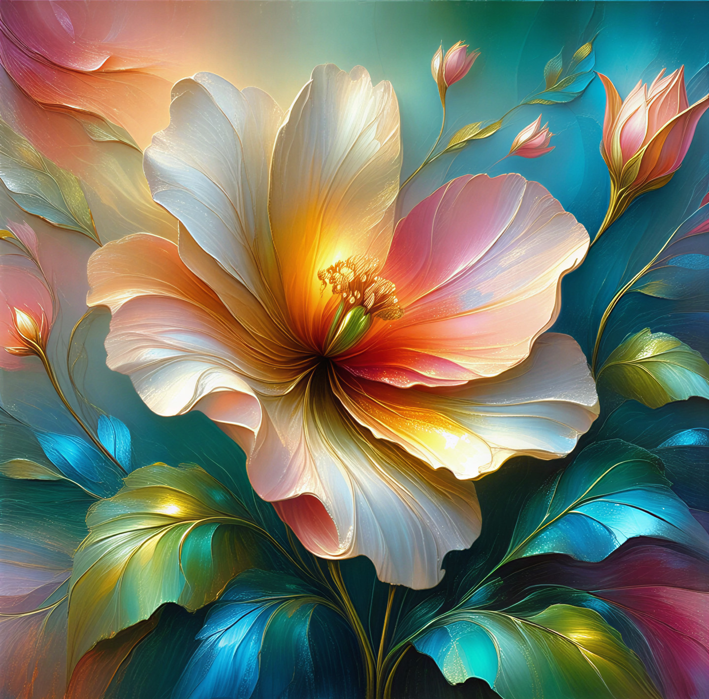 Vibrant Oversized Flower with Colorful Background