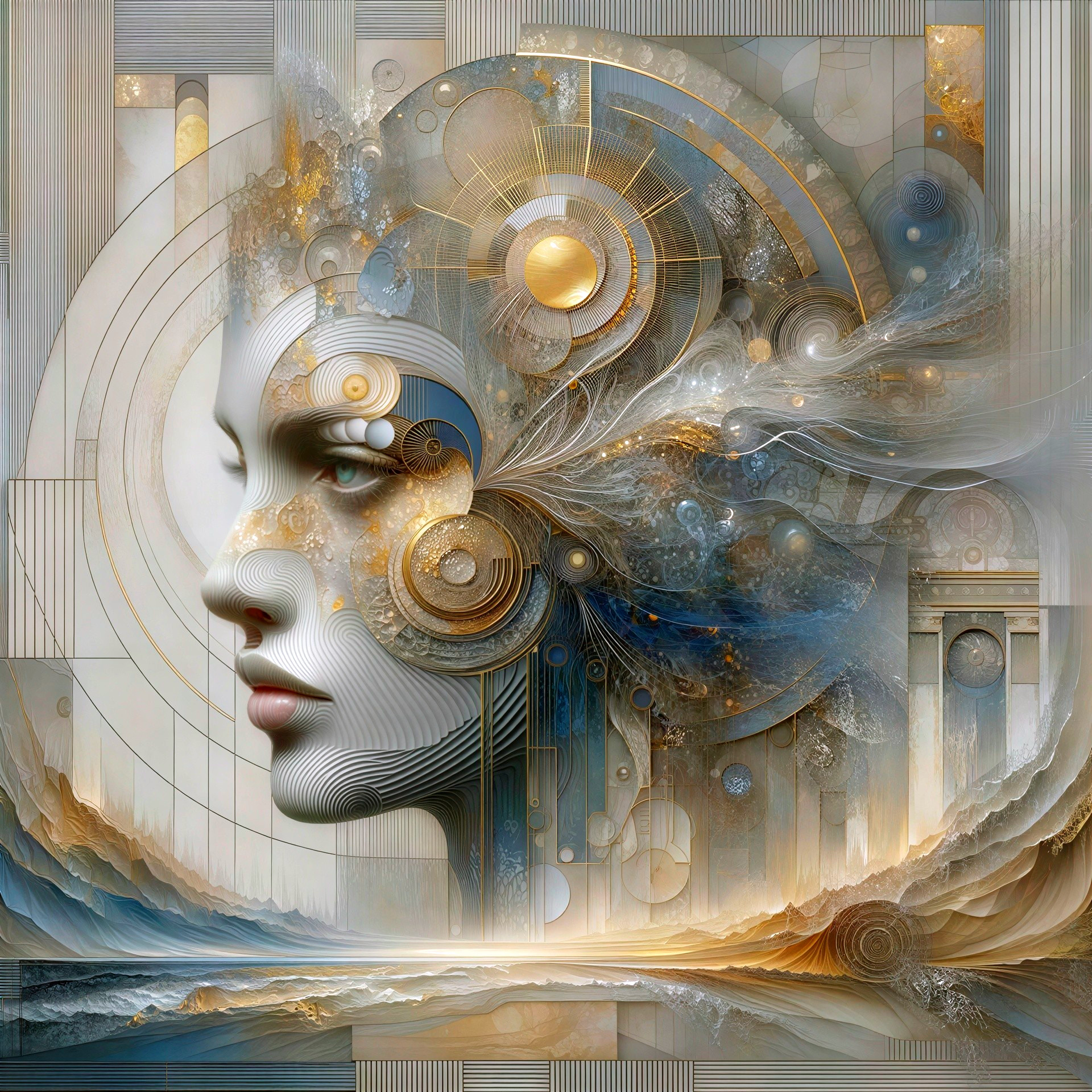 Abstract Art of a Goddess-Like Woman's Profile