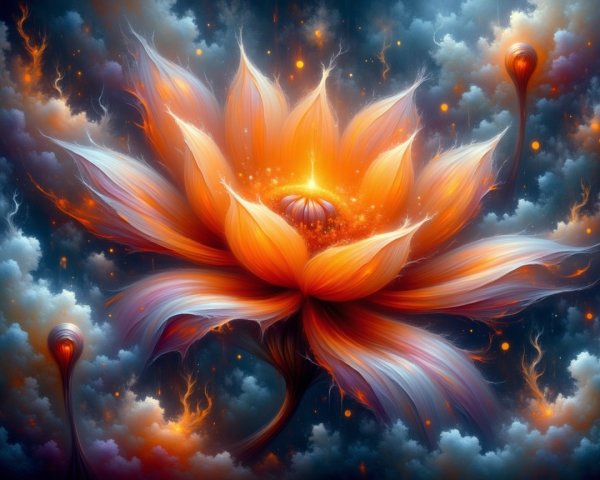 Surreal Lotus Flower with Dreamy Ethereal Background