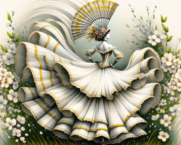 Vibrant Dress with Intricate Patterns and Flowers