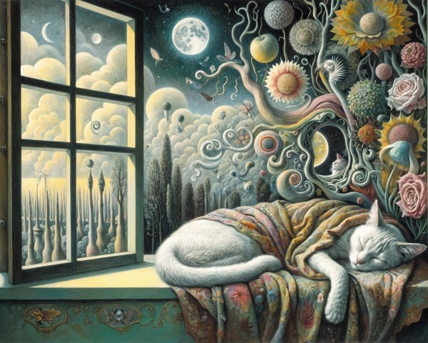 White Cat Sleeping on Colorful Blanket by Window