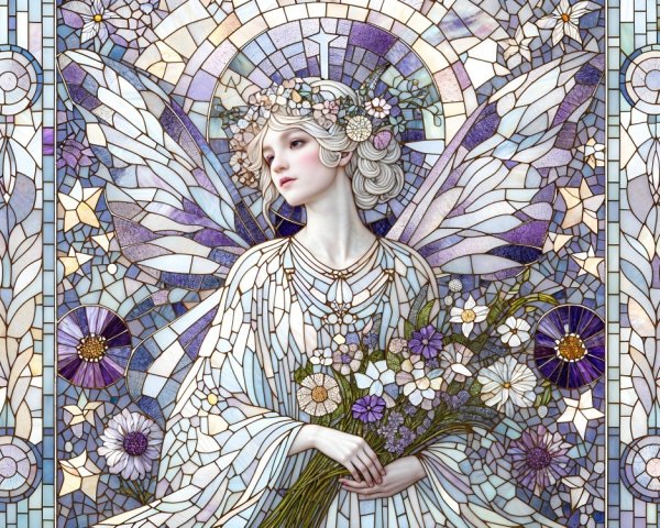 Intricately Designed Stained Glass Fairy Artwork