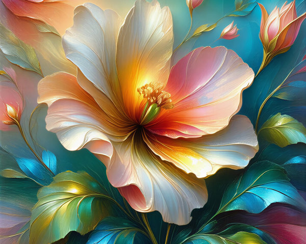 Vibrant Oversized Flower with Colorful Background