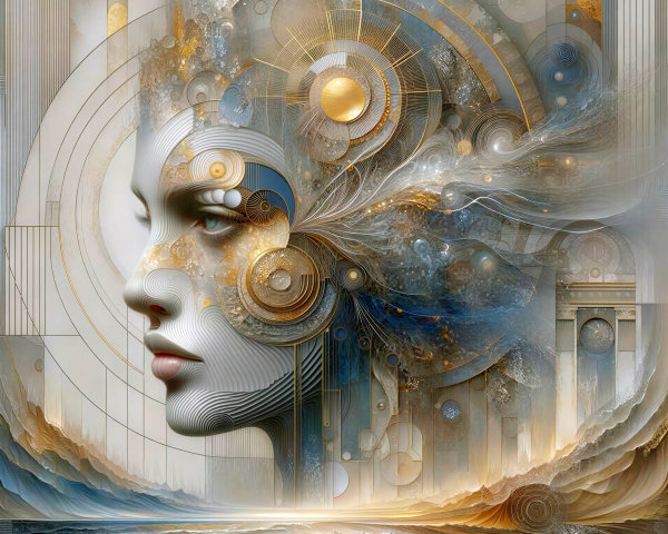 Abstract Art of a Goddess-Like Woman's Profile