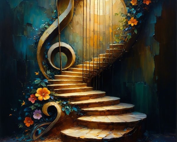 Whimsical Spiral Staircase with Enchanted Decor