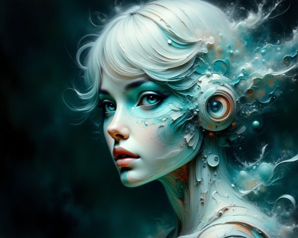 Futuristic Portrait of a Woman with Ethereal Features