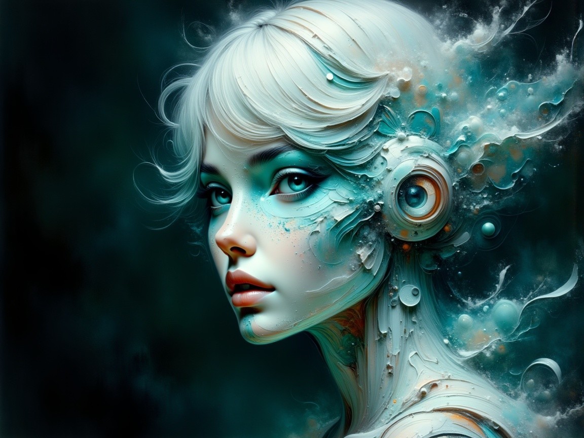 Futuristic Portrait of a Woman with Ethereal Features