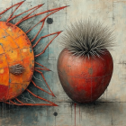 Surreal Artwork with Fish Head and Abstract Objects