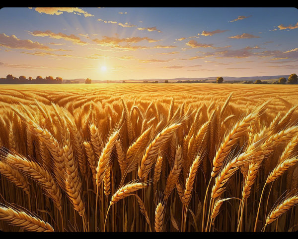 Golden Wheat Field Under Soft Dawn Light