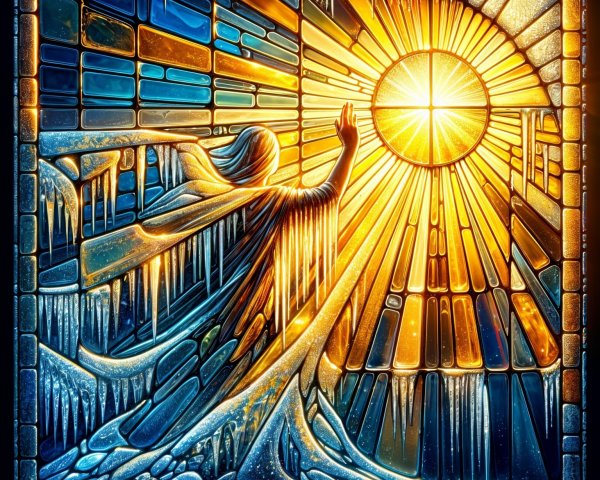 Stained Glass Window with Light and Ice Elements