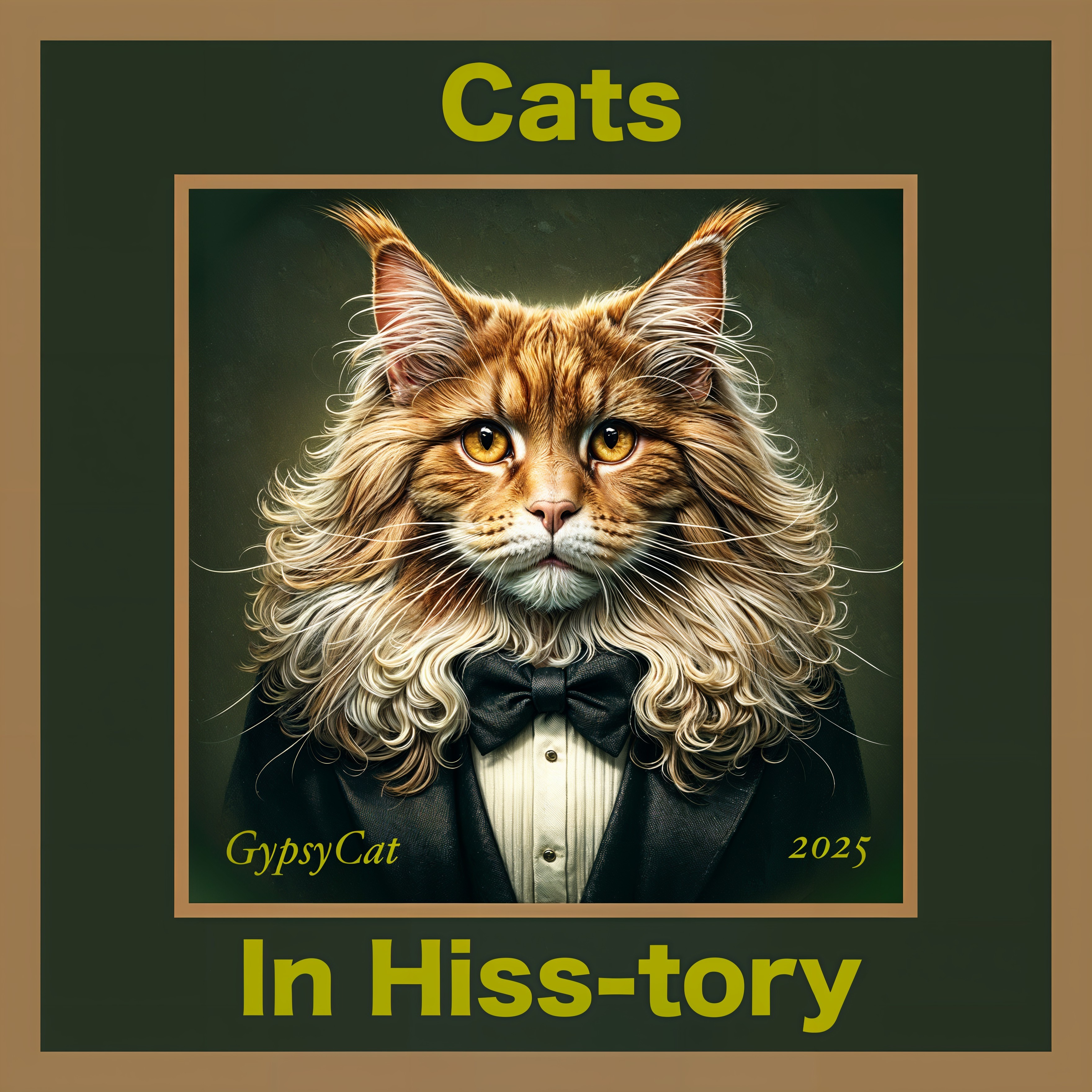 Whimsical Portrait of a Tuxedo Maine Coon Cat