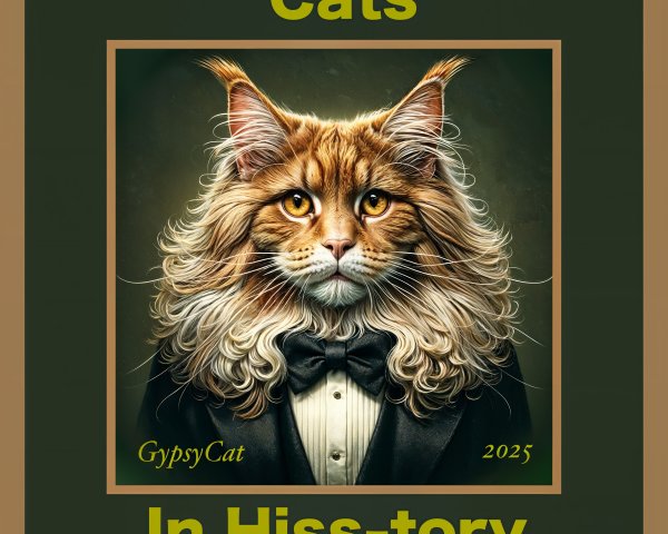 Whimsical Portrait of a Tuxedo Maine Coon Cat