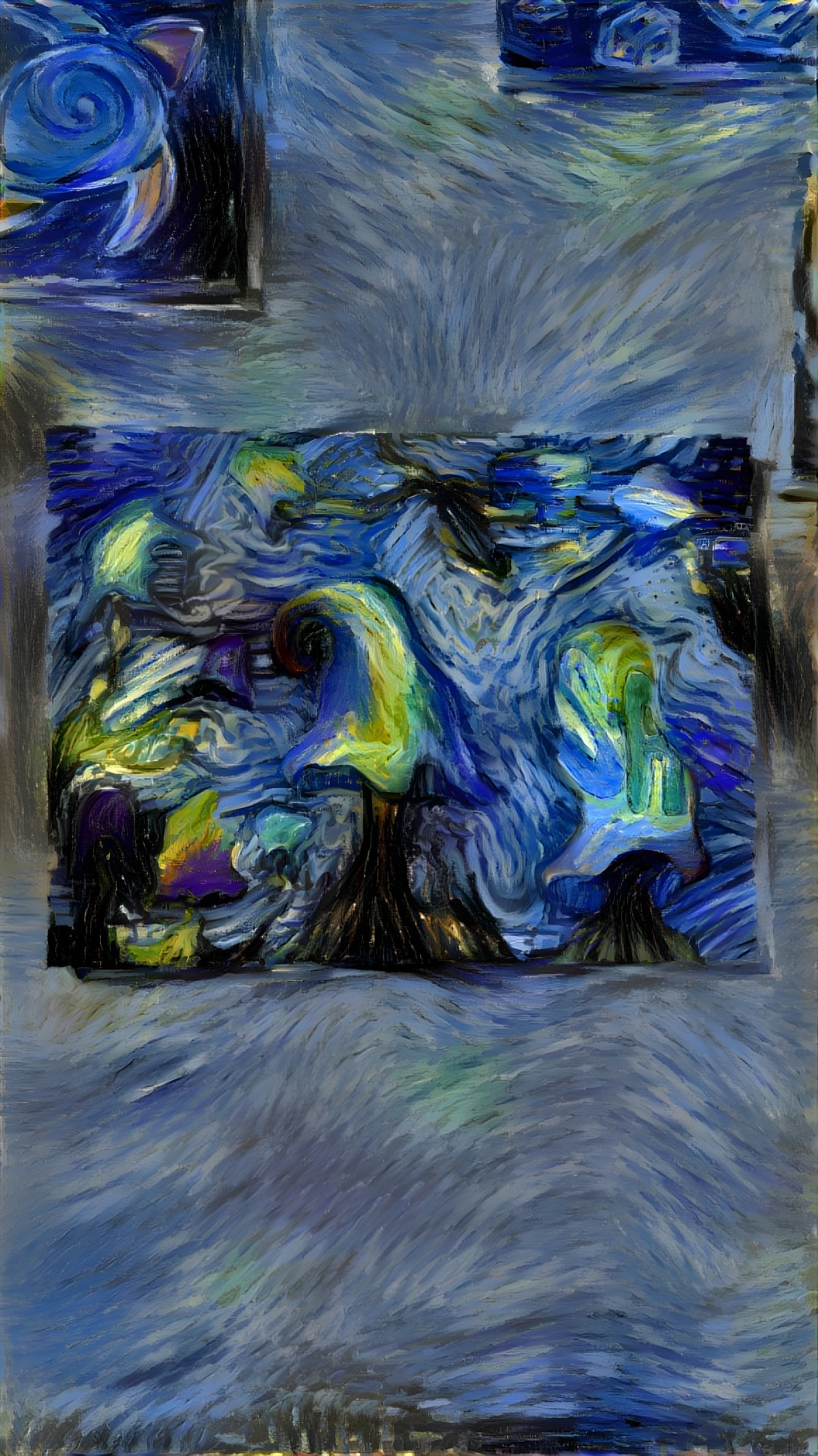 Abstract Composition with Vibrant Blues and Greens