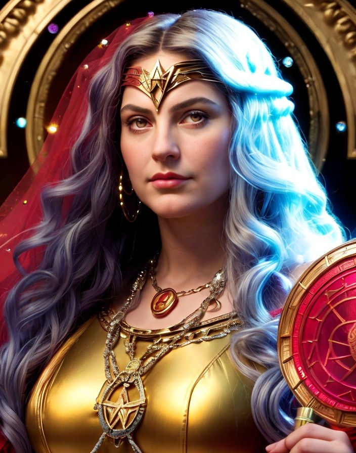 Character Portrait of Woman with Blue to Silver Hair