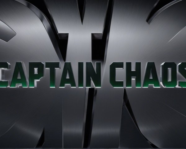 Bold "CAPTAIN CHAOS" Text on Metallic Background