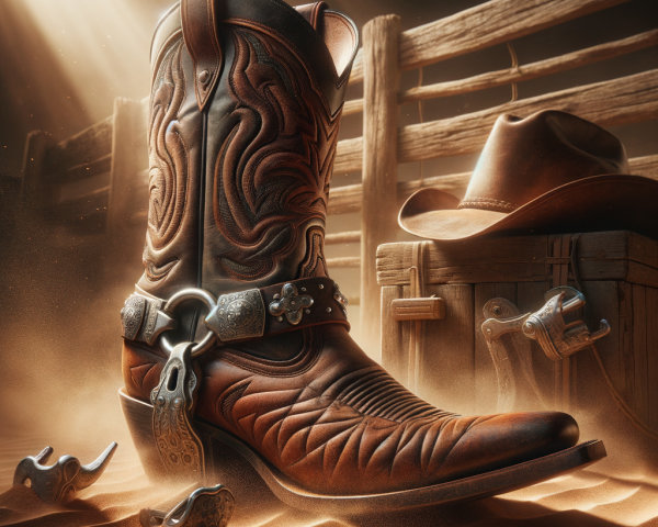Close-up of Intricate Brown Cowboy Boot on Sand