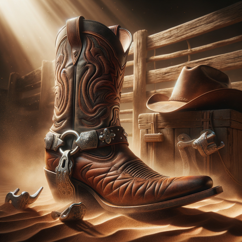 Close-up of Intricate Brown Cowboy Boot on Sand