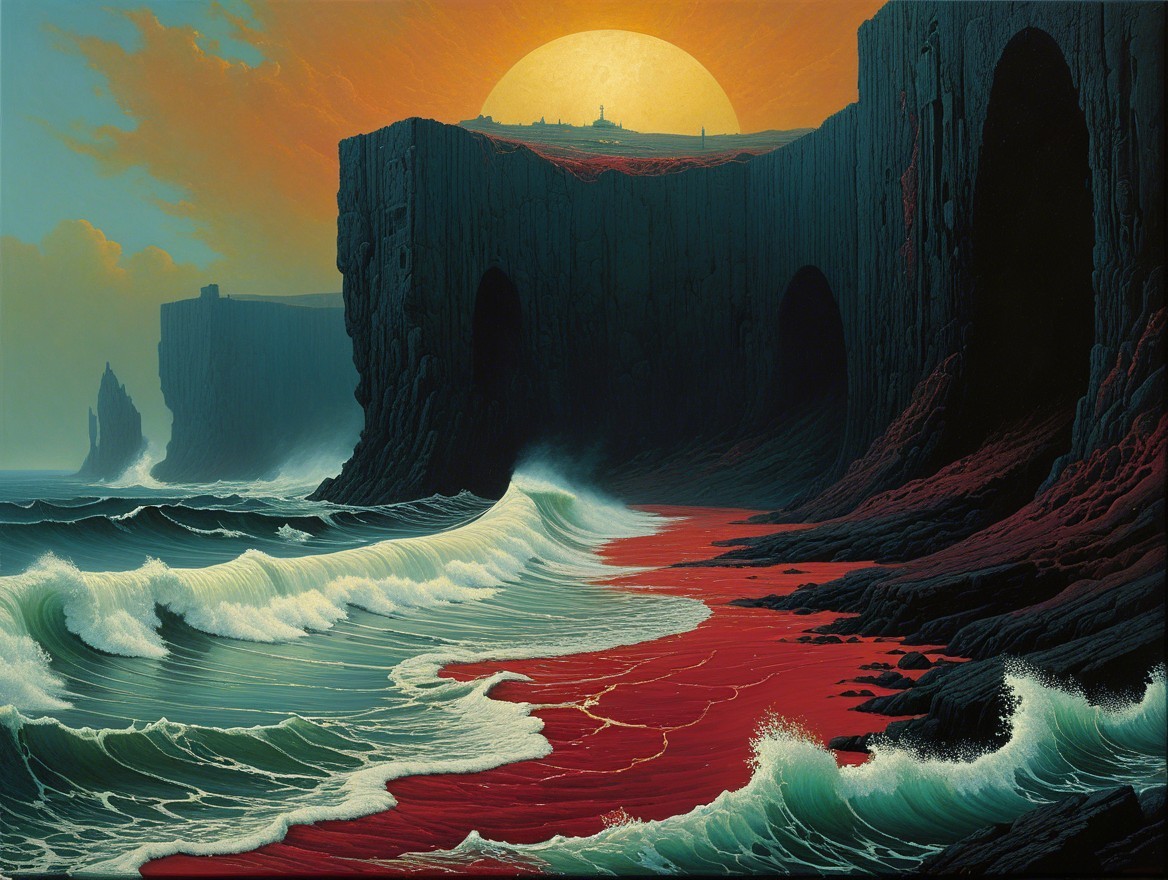 Dramatic Seascape with Cliffs and Vibrant Sunlight