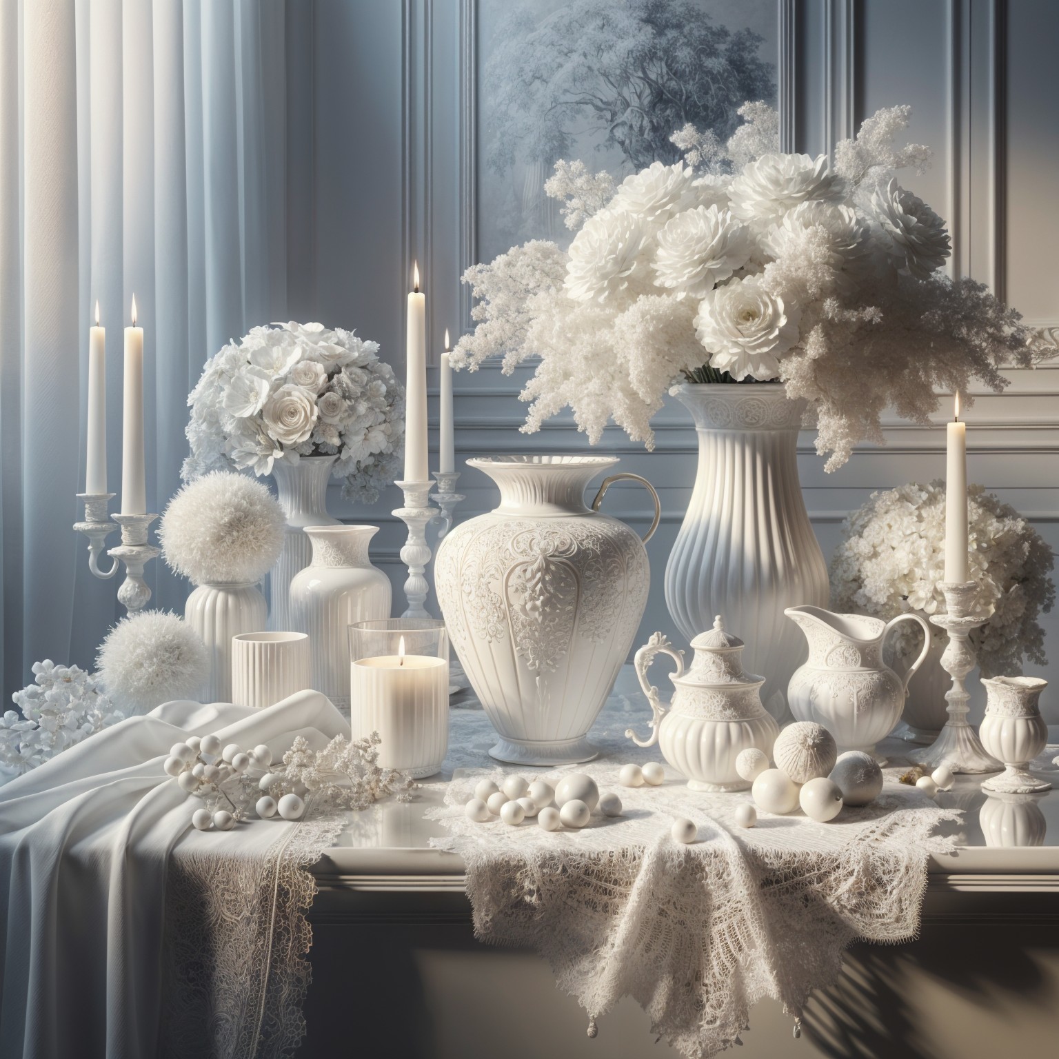 Elegant Still Life with White Decorative Elements