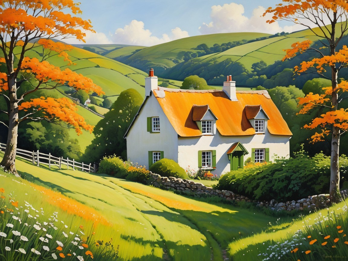 Charming Cottage with Thatched Roof in Green Landscape