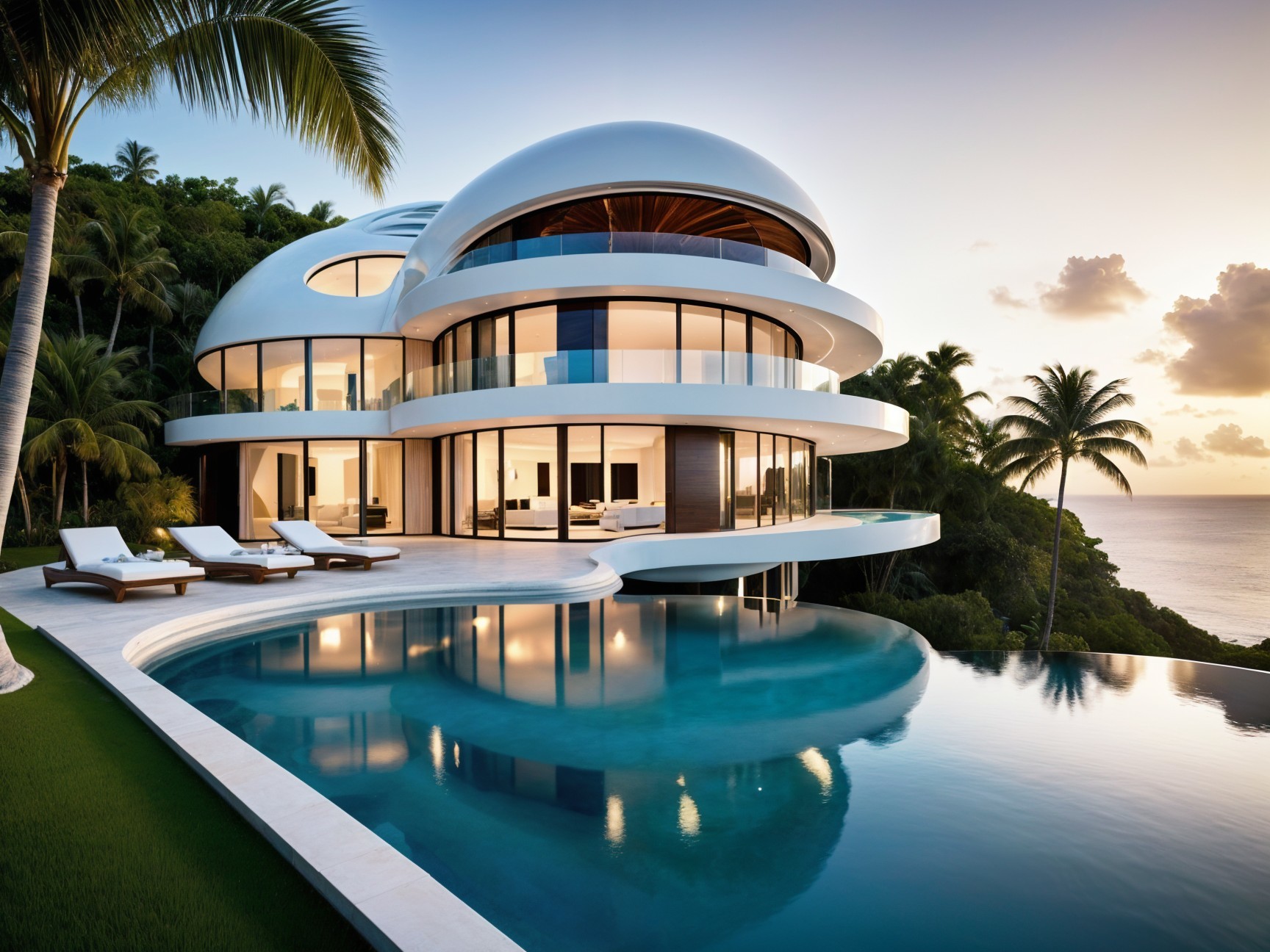 Modern villa with unique design and ocean views