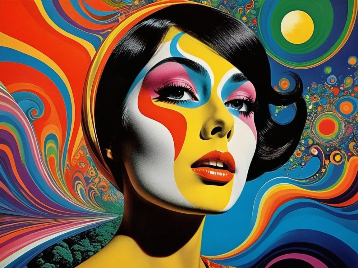 Vibrant Portrait of Woman with Abstract Face Paint