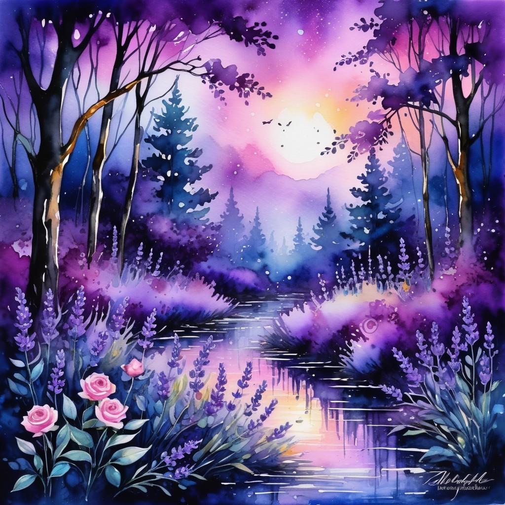 Serene Landscape with River and Vibrant Sunset Colors